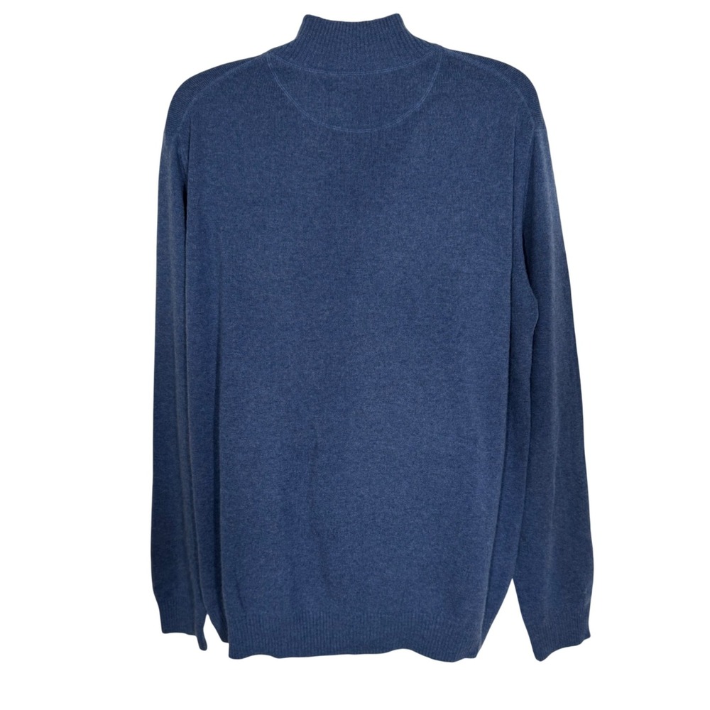 John W Nordstrom Men's XXL Tall Cashmere Quarter Zip Sweater Blue Heather - Picture 2 of 6